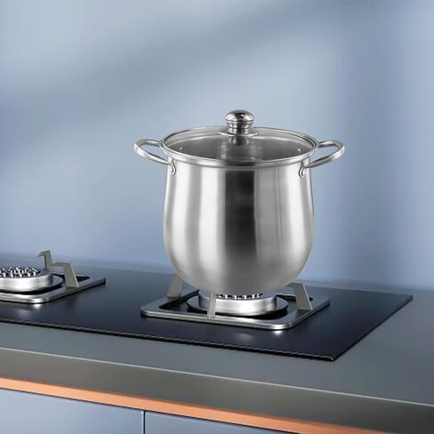 201 Stainless Steel Stock Pot with Heat-Resistant Glass Lid, Extra Large Capacity Soup Pot for Induction and All Stovetops, Visual Cooking for 3-4 Persons in Saudi Arabia
