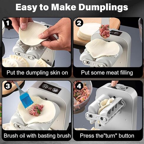 Automatic Dumpling Press Maker Machine, Christmas Birthday Gifts, Household Easy Quick Electric Dumpling Maker Press Machine with Empanada Maker Press,Dough Cutters,Spoon and Brush- For Home Kitchen in Kuwait
