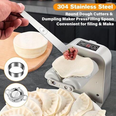 Automatic Dumpling Press Maker Machine, Christmas Birthday Gifts, Household Easy Quick Electric Dumpling Maker Press Machine with Empanada Maker Press,Dough Cutters,Spoon and Brush- For Home Kitchen in Kuwait