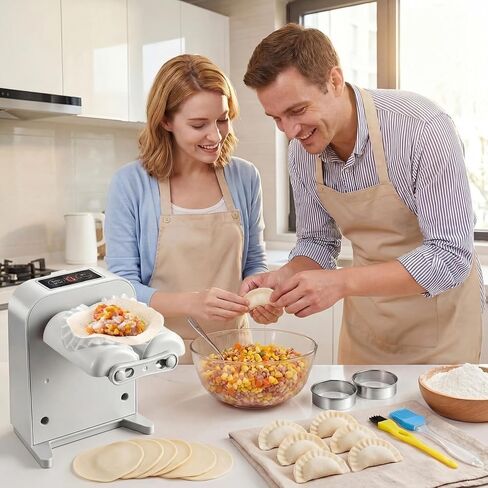 Automatic Dumpling Press Maker Machine, Christmas Birthday Gifts, Household Easy Quick Electric Dumpling Maker Press Machine with Empanada Maker Press,Dough Cutters,Spoon and Brush- For Home Kitchen in Kuwait