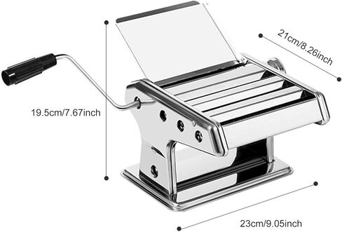 Enfmay Home Manual Dough Presser, Stainless Steel Noodle Maker Machine, Dumpling Wrapper Press with 6-Thickness Settings (0.6-4.8mm), 3 Noodle Widths (2mm/6mm/9mm), Noodle Cutter for Kitchen in Saudi Arabia