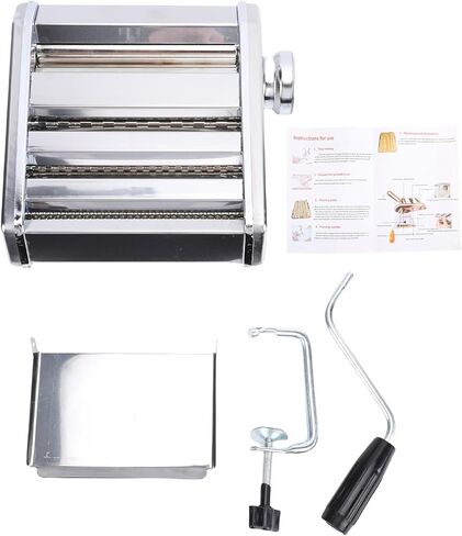Enfmay Home Manual Dough Presser, Stainless Steel Noodle Maker Machine, Dumpling Wrapper Press with 6-Thickness Settings (0.6-4.8mm), 3 Noodle Widths (2mm/6mm/9mm), Noodle Cutter for Kitchen in Saudi Arabia