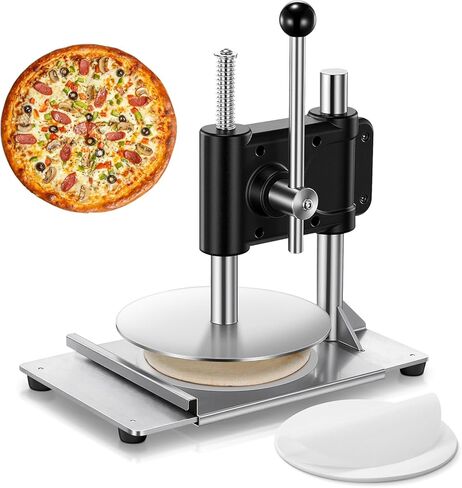Manual Pizza Dough Press Machine, 9.5 inch Pizza Pastry Press Plate, Stainless Steel Bread Presser, Commercial Chapati Sheet Crust Maker, Upg Base,Forming Machine with Handle,100 Pcs Parchment Paper in Saudi Arabia