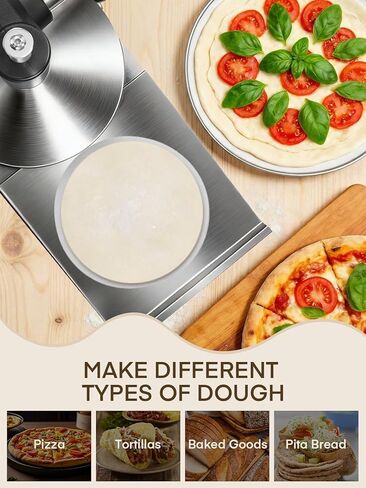 Manual Pizza Dough Press Machine, 9.5 inch Pizza Pastry Press Plate, Stainless Steel Bread Presser, Commercial Chapati Sheet Crust Maker, Upg Base,Forming Machine with Handle,100 Pcs Parchment Paper in Saudi Arabia