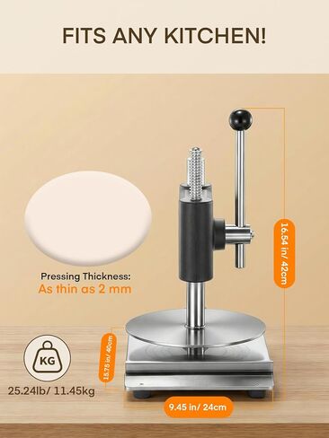 Manual Pizza Dough Press Machine, 9.5 inch Pizza Pastry Press Plate, Stainless Steel Bread Presser, Commercial Chapati Sheet Crust Maker, Upg Base,Forming Machine with Handle,100 Pcs Parchment Paper in Saudi Arabia