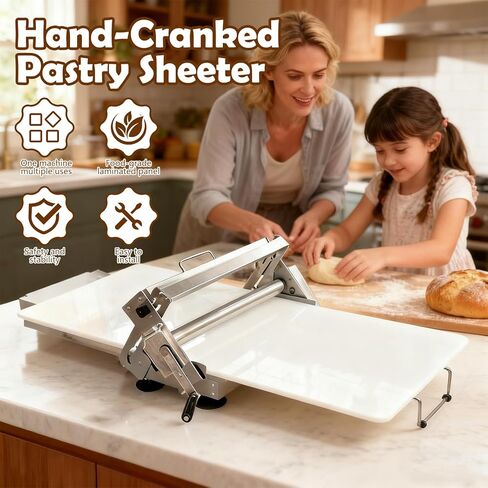 قطاعة عجين قابلة للطي (40.9 بوصة × 15.5 بوصة)، مع لوح فرد العجين اليدوي، ماكينة فرد العجين المصنوعة من الفولاذ المقاوم للصدأ بسمك 55 قابل للتعديل، سعة درجة تجارية (فضي) in Kuwait