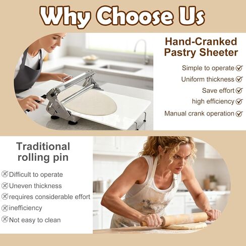 قطاعة عجين قابلة للطي (40.9 بوصة × 15.5 بوصة)، مع لوح فرد العجين اليدوي، ماكينة فرد العجين المصنوعة من الفولاذ المقاوم للصدأ بسمك 55 قابل للتعديل، سعة درجة تجارية (فضي) in Kuwait