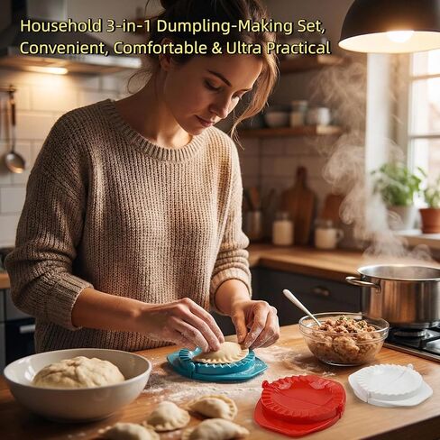 3 Piece Dough Press Set, Plastic Pastry Shaper with Crimped Crust Edges, Set of 3 Pies, Empanadas & Dumplings Press, Easy to Use, Durable Kitchen Tools - 4, 5 & 6 Inch (Red Green White) in Saudi Arabia