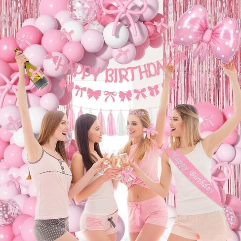 156Pcs Pink Balloon Garland Arch Kit, Hot Pink Metallic Rose Gold Chrome Confetti Balloons for Wedding Women Birthday Princess Theme Bridal Baby Shower Mother's Valentine's Day Party Decorations in Kuwait