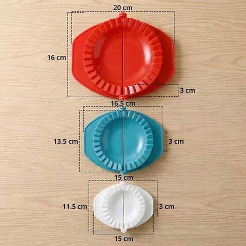 3 Piece Dough Press Set, Plastic Pastry Shaper with Crimped Crust Edges, Set of 3 Pies, Empanadas & Dumplings Press, Easy to Use, Durable Kitchen Tools - 4, 5 & 6 Inch (Red Green White) in Saudi Arabia