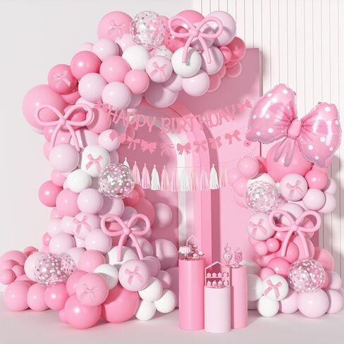 156Pcs Pink Balloon Garland Arch Kit, Hot Pink Metallic Rose Gold Chrome Confetti Balloons for Wedding Women Birthday Princess Theme Bridal Baby Shower Mother's Valentine's Day Party Decorations in Kuwait