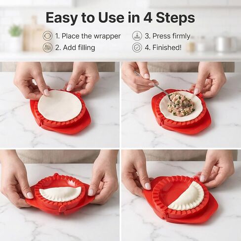 3 Piece Dough Press Set, Plastic Pastry Shaper with Crimped Crust Edges, Set of 3 Pies, Empanadas & Dumplings Press, Easy to Use, Durable Kitchen Tools - 4, 5 & 6 Inch (Red Green White) in Saudi Arabia