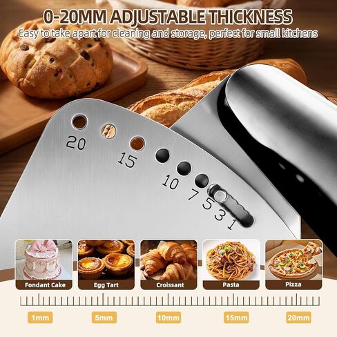 Folding Dough Sheeter Machine for Home 12" Manual Dough Sheeter Folding Dough Rolling Machine Compact Design with 0-20MM Thickness Adjustable, Stainless Steel in Saudi Arabia