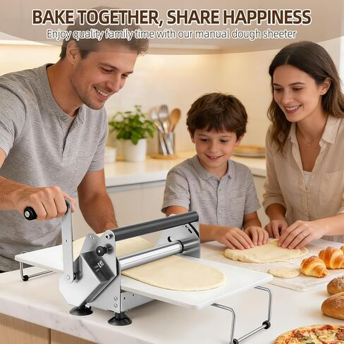 Folding Dough Sheeter Machine for Home 12" Manual Dough Sheeter Folding Dough Rolling Machine Compact Design with 0-20MM Thickness Adjustable, Stainless Steel in Saudi Arabia