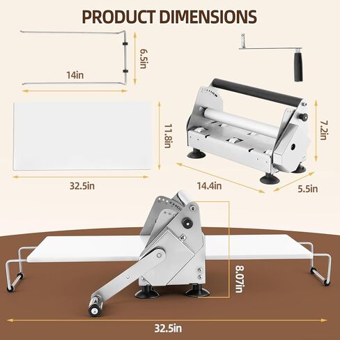 Folding Dough Sheeter Machine for Home 12" Manual Dough Sheeter Folding Dough Rolling Machine Compact Design with 0-20MM Thickness Adjustable, Stainless Steel in Saudi Arabia