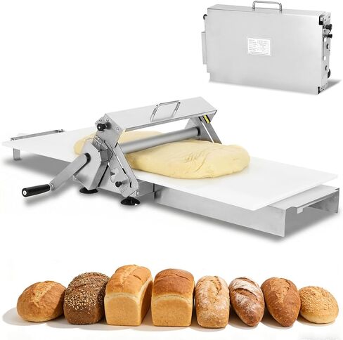 Folding Dough Sheeter 15.8", Manual Countertop Dough Sheeter, 0–25mm Adjustable Thickness, Food-Grade Stainless Steel Dough Roller Machine for Pizza Dough, Bread, Cookies, Pie Crust & Pastry Baking in Saudi Arabia