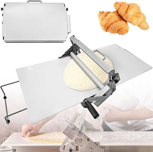 ماكينة فرد العجين القابلة للطي مقاس 40.9 بوصة × 15.5 بوصة مع لوح مغطي من الفولاذ المقاوم للصدأ قابل للتعديل يدويًا ماكينة لف العجين اليدوية للكرواسان وقشرة فطيرة البيتزا والمعجنات in Kuwait