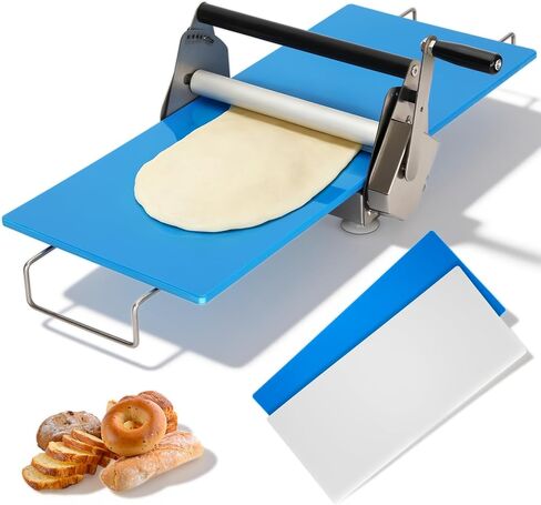 قطاعة عجين يدوية قابلة للطي مقاس 12 بوصة مع لوحتين لف، آلة لف العجين بسمك قابل للتعديل، قطاعة عجين مدمجة من الفولاذ المقاوم للصدأ للبيتزا والمعجنات والمعكرونة والفوندان وعجين البسكويت والخبز المنزلي in Kuwait