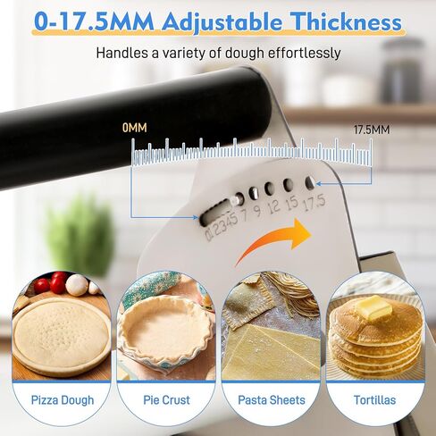 قطاعة عجين يدوية قابلة للطي مقاس 12 بوصة مع لوحتين لف، آلة لف العجين بسمك قابل للتعديل، قطاعة عجين مدمجة من الفولاذ المقاوم للصدأ للبيتزا والمعجنات والمعكرونة والفوندان وعجين البسكويت والخبز المنزلي in Kuwait