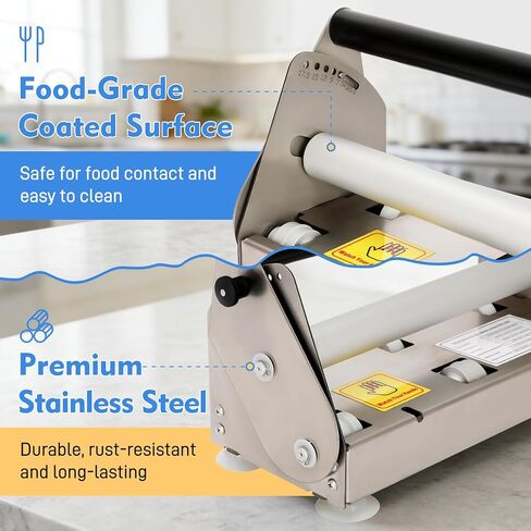 قطاعة عجين يدوية قابلة للطي مقاس 12 بوصة مع لوحتين لف، آلة لف العجين بسمك قابل للتعديل، قطاعة عجين مدمجة من الفولاذ المقاوم للصدأ للبيتزا والمعجنات والمعكرونة والفوندان وعجين البسكويت والخبز المنزلي in Kuwait