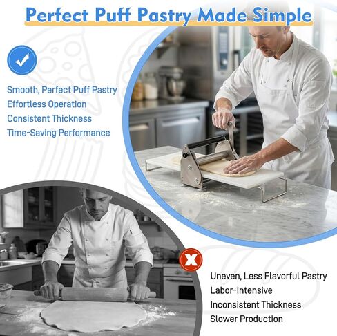 قطاعة عجين يدوية قابلة للطي مقاس 12 بوصة مع لوحتين لف، آلة لف العجين بسمك قابل للتعديل، قطاعة عجين مدمجة من الفولاذ المقاوم للصدأ للبيتزا والمعجنات والمعكرونة والفوندان وعجين البسكويت والخبز المنزلي in Kuwait
