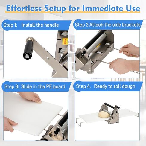 قطاعة عجين يدوية قابلة للطي مقاس 12 بوصة مع لوحتين لف، آلة لف العجين بسمك قابل للتعديل، قطاعة عجين مدمجة من الفولاذ المقاوم للصدأ للبيتزا والمعجنات والمعكرونة والفوندان وعجين البسكويت والخبز المنزلي in Kuwait