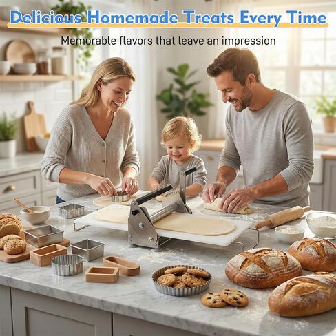 قطاعة عجين يدوية قابلة للطي مقاس 12 بوصة مع لوحتين لف، آلة لف العجين بسمك قابل للتعديل، قطاعة عجين مدمجة من الفولاذ المقاوم للصدأ للبيتزا والمعجنات والمعكرونة والفوندان وعجين البسكويت والخبز المنزلي in Kuwait