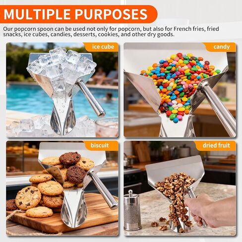 مغرفة الفشار من الفولاذ المقاوم للصدأ، مغرفة القلي الفرنسية، أداة تعبئة سريعة لأكياس أكياس الفشار، مغرفة متعددة الأغراض لآلة الفشار، حلوى الثلج، الوجبات الخفيفة والحلويات in Kuwait