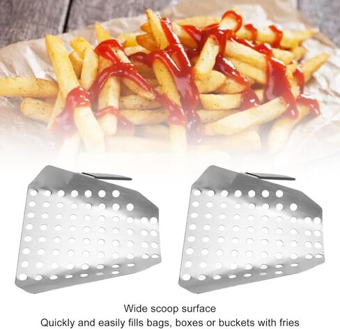 2pcs Fry Bagger Scooper, Right Handle, 7.7 x 7.5 x 4.3inch Stainless Steel Ergonomic French Fry Scoop with Holes for Quick Popcorn Filtering in Saudi Arabia