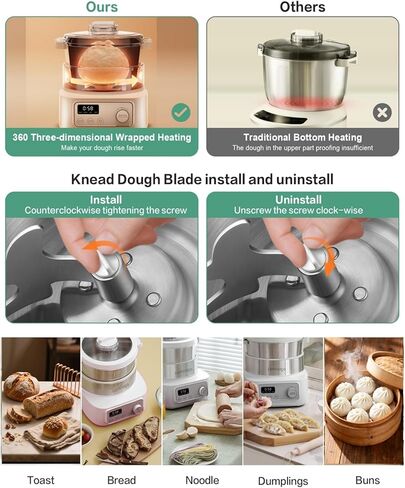 Lemuugo Electric Dough Maker with Proof Function, 6.34 Qt Bowl, Digital Timer, 2 Proofing Modes,Face-up Touch Panel,304 Stainless Steel,Kneading Device,LE-MIX6L in Saudi Arabia