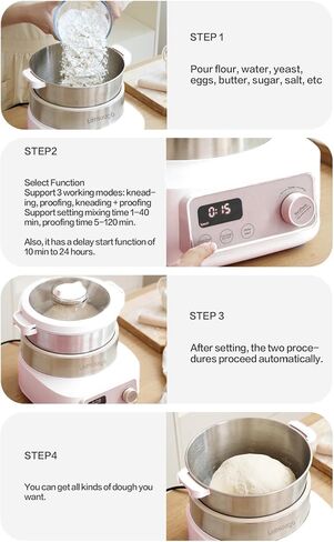Lemuugo Electric Dough Maker with Proof Function, 6.34 Qt Bowl, Digital Timer, 2 Proofing Modes,Face-up Touch Panel,304 Stainless Steel,Kneading Device,LE-MIX6L in Saudi Arabia