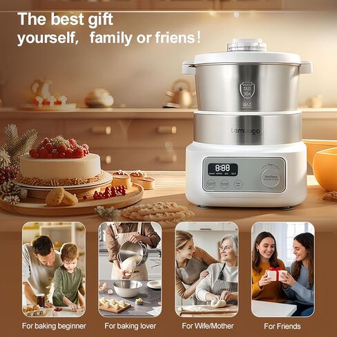 Lemuugo Electric Dough Maker with Proof Function, 6.34 Qt Bowl, Digital Timer, 2 Proofing Modes,Face-up Touch Panel,304 Stainless Steel,Kneading Device,LE-MIX6L in Saudi Arabia