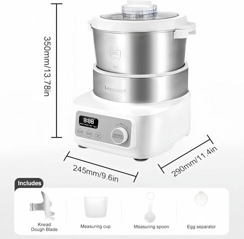 Lemuugo Electric Dough Maker with Proof Function, 6.34 Qt Bowl, Digital Timer, 2 Proofing Modes,Face-up Touch Panel,304 Stainless Steel,Kneading Device,LE-MIX6L in Saudi Arabia