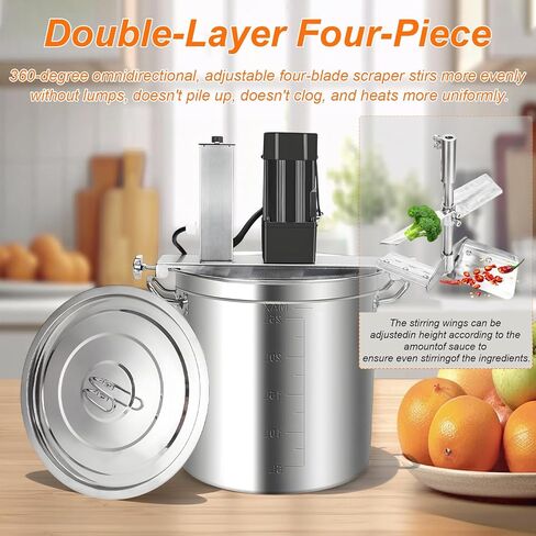 خلاط طعام أوتوماتيكي تجاري سعة 25 لتر، من الفولاذ المقاوم للصدأ، مكشطة تحريك ذات 4 شفرات، تحكم في السرعة قابل للتعديل، للاستخدام في المطاعم والصناعية in Kuwait