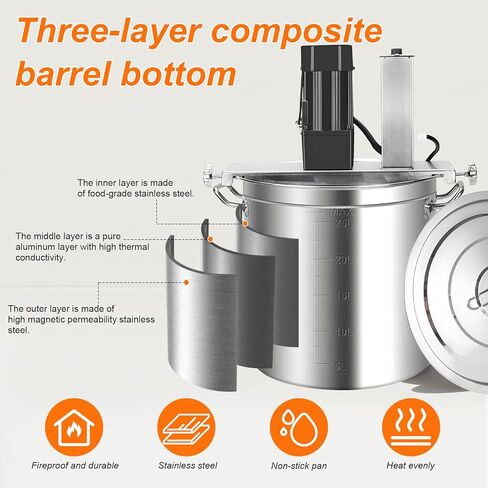 خلاط طعام أوتوماتيكي تجاري سعة 25 لتر، من الفولاذ المقاوم للصدأ، مكشطة تحريك ذات 4 شفرات، تحكم في السرعة قابل للتعديل، للاستخدام في المطاعم والصناعية in Kuwait