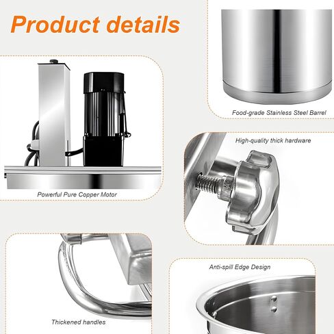 خلاط طعام أوتوماتيكي تجاري سعة 25 لتر، من الفولاذ المقاوم للصدأ، مكشطة تحريك ذات 4 شفرات، تحكم في السرعة قابل للتعديل، للاستخدام في المطاعم والصناعية in Kuwait