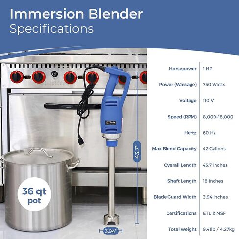 TK Commercial Immersion Blender, 750 Watt/1 HP Variable Speed Motor, 20,000 RPM X-Heavy Duty with Performance Assurance - 18" in Kuwait