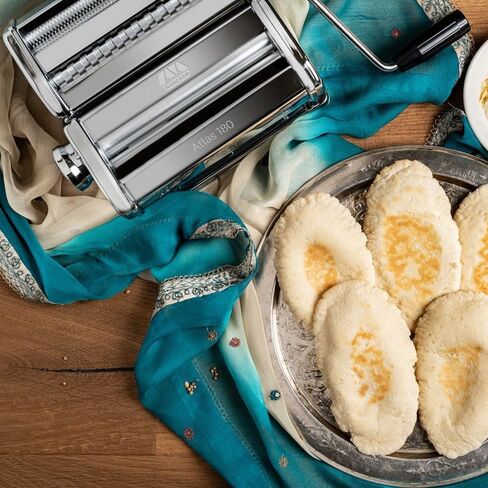 Marcato Atlas 180+ Premium Fresh Pasta Machine in Anodized Aluminium with 4 Sizes | Lasagne, Fettuccine, Tagliolini and Spaghetti, Made in Italy, AT-180-VCLS-PRM in Kuwait