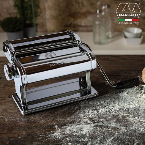 Marcato Atlas 180+ Premium Fresh Pasta Machine in Anodized Aluminium with 4 Sizes | Lasagne, Fettuccine, Tagliolini and Spaghetti, Made in Italy, AT-180-VCLS-PRM in Kuwait