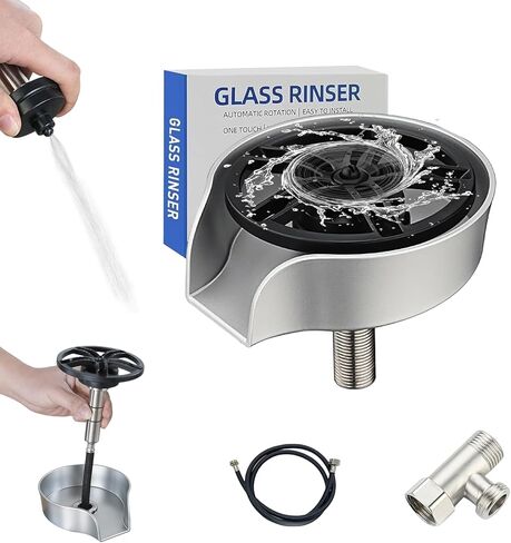 Glass Rinser for Kitchen Sink, 360 Degree Rotating High Pressure Glass Rinser with Pull Out Spray Head, Bottle Washer Cup Rinser Sink Attachment for Glass Cup for Bar Kitchen in Saudi Arabia