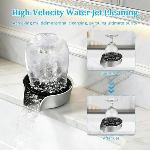Glass Rinser for Kitchen Sink, 360 Degree Rotating High Pressure Glass Rinser with Pull Out Spray Head, Bottle Washer Cup Rinser Sink Attachment for Glass Cup for Bar Kitchen in Saudi Arabia