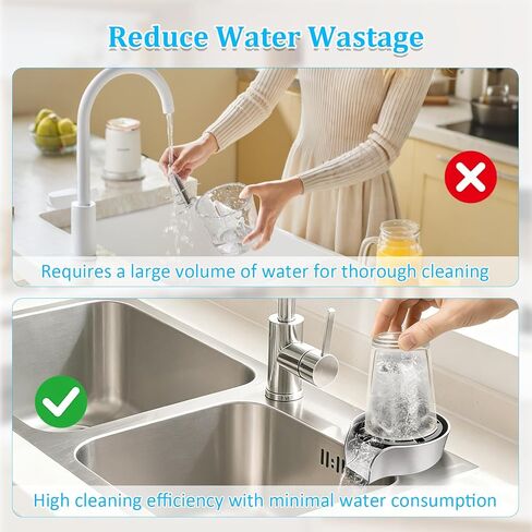 Glass Rinser for Kitchen Sink, 360 Degree Rotating High Pressure Glass Rinser with Pull Out Spray Head, Bottle Washer Cup Rinser Sink Attachment for Glass Cup for Bar Kitchen in Saudi Arabia