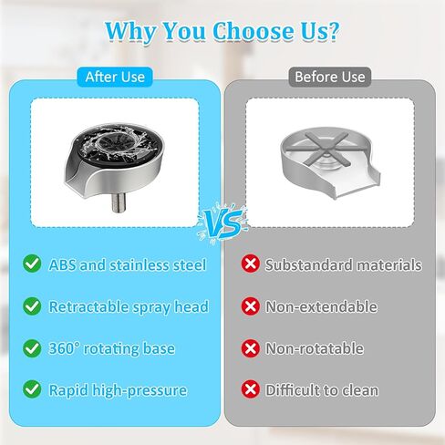 Glass Rinser for Kitchen Sink, 360 Degree Rotating High Pressure Glass Rinser with Pull Out Spray Head, Bottle Washer Cup Rinser Sink Attachment for Glass Cup for Bar Kitchen in Saudi Arabia