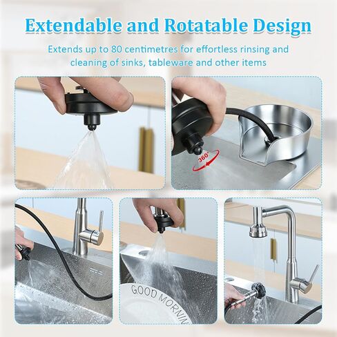 Glass Rinser for Kitchen Sink, 360 Degree Rotating High Pressure Glass Rinser with Pull Out Spray Head, Bottle Washer Cup Rinser Sink Attachment for Glass Cup for Bar Kitchen in Saudi Arabia