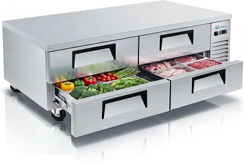 COOLCHEF 72" Chef Base Refrigerator, Commercial Drawer Prep Table Refrigerator, 16 Cu.Ft Stainless Steel Worktop Cooler with 4 Drawers, Heavy Duty R290 Cooling, ETL Certified in Saudi Arabia