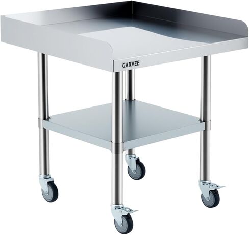 Stainless Steel Work Table with Wheels, 30x36 Inch Commercial Prep Table with 3 Sided Backsplash and Adjustable Shelf, Mobile Workbench for Kitchen Restaurant Garage in Saudi Arabia