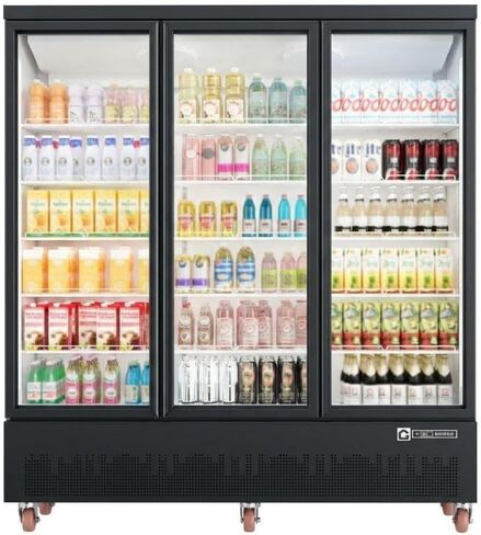 GAOMON Commercial Display Refrigerator 52.9 Cu.ft, Glass Door Beverage Cooler with Adjustable Shelves, LED Lighting & Advertising Panel, Mobile Design in Saudi Arabia