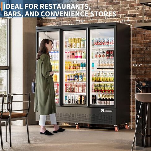 GAOMON Commercial Display Refrigerator 52.9 Cu.ft, Glass Door Beverage Cooler with Adjustable Shelves, LED Lighting & Advertising Panel, Mobile Design in Saudi Arabia