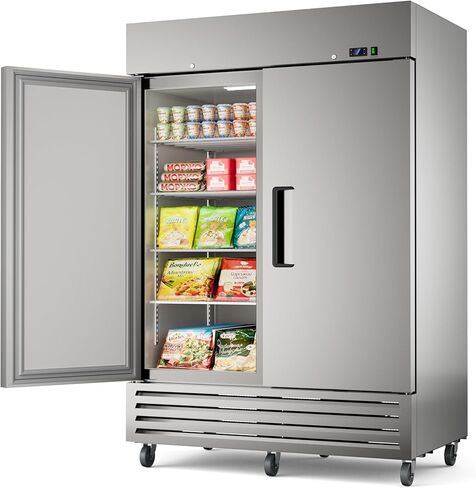 48" W Commercial Refrigerator Freezer Combo,38 Cu.ft Industrial Fridge and Freezer Combo,All Stainless Steel Design,8 Adjustable Shelves,Pure Copper Compressor,Built-in LED Light in Kuwait