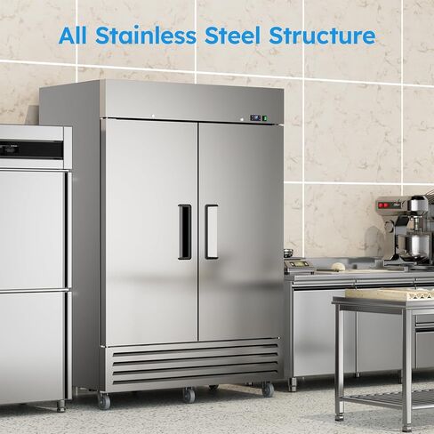 48" W Commercial Refrigerator Freezer Combo,38 Cu.ft Industrial Fridge and Freezer Combo,All Stainless Steel Design,8 Adjustable Shelves,Pure Copper Compressor,Built-in LED Light in Kuwait
